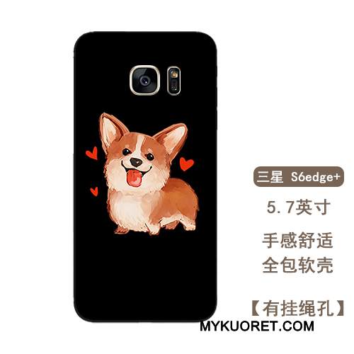 Kuori Samsung Galaxy S6 Edge + Laukut Ihana Murtumaton, Kotelo Samsung Galaxy S6 Edge + Pehmeä Neste Musta Ripustettavat Koristeet