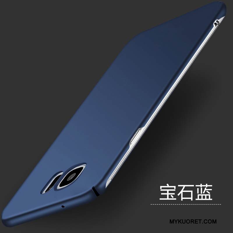 Kuori Samsung Galaxy S6 Edge + Laukut Murtumaton Kova, Kotelo Samsung Galaxy S6 Edge + Suojaus Tummansininen Pesty Suede