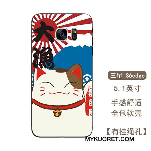 Kuori Samsung Galaxy S6 Edge + Laukut Ripustettavat Koristeet Rikkaus, Kotelo Samsung Galaxy S6 Edge + Silikoni Punainen Puhelimen Kuoret