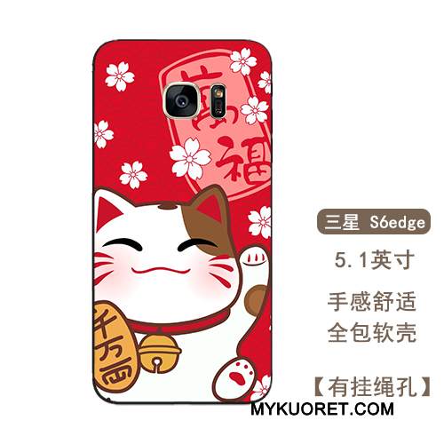 Kuori Samsung Galaxy S6 Edge + Laukut Ripustettavat Koristeet Rikkaus, Kotelo Samsung Galaxy S6 Edge + Silikoni Punainen Puhelimen Kuoret