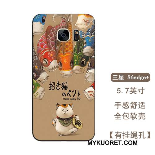 Kuori Samsung Galaxy S6 Edge + Laukut Ripustettavat Koristeet Rikkaus, Kotelo Samsung Galaxy S6 Edge + Silikoni Punainen Puhelimen Kuoret