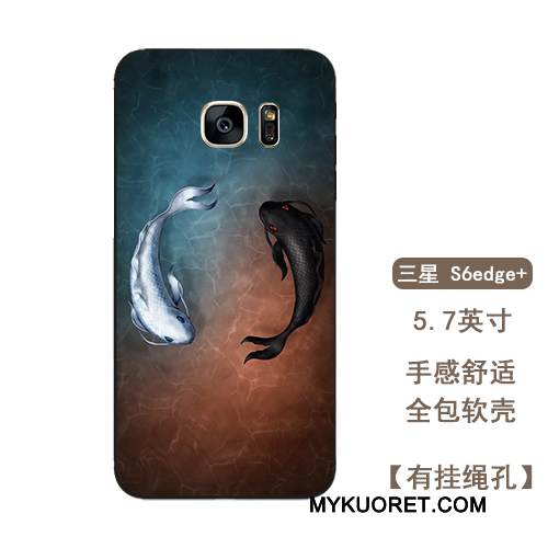 Kuori Samsung Galaxy S6 Edge + Laukut Syvä Väri Harmaa, Kotelo Samsung Galaxy S6 Edge + Pehmeä Neste Rakastunut Puhelimen Kuoret