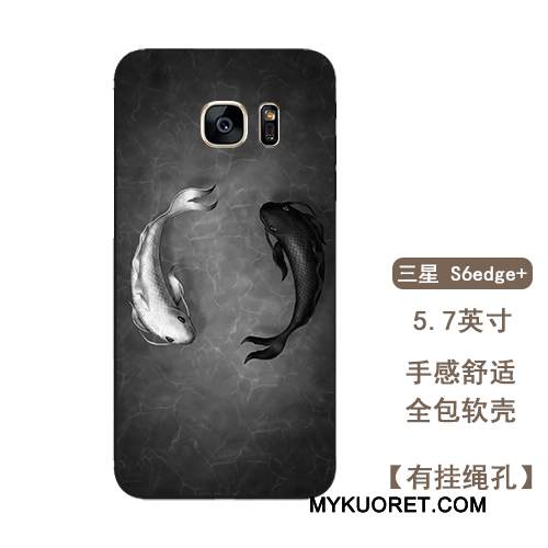 Kuori Samsung Galaxy S6 Edge + Laukut Syvä Väri Harmaa, Kotelo Samsung Galaxy S6 Edge + Pehmeä Neste Rakastunut Puhelimen Kuoret