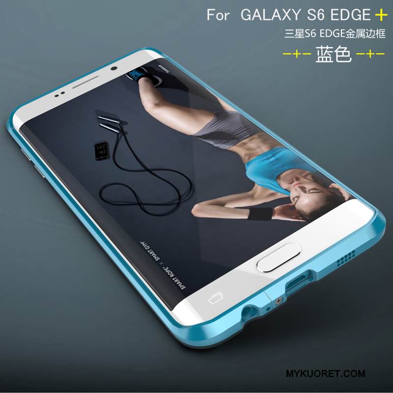 Kuori Samsung Galaxy S6 Edge + Metalli Hopea Kehys, Kotelo Samsung Galaxy S6 Edge + Suojaus Puhelimen Kuoret Takakansi