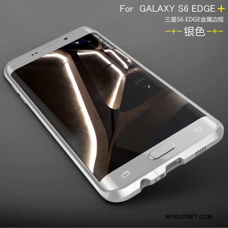 Kuori Samsung Galaxy S6 Edge + Metalli Hopea Kehys, Kotelo Samsung Galaxy S6 Edge + Suojaus Puhelimen Kuoret Takakansi