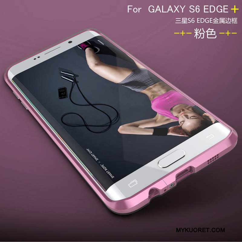 Kuori Samsung Galaxy S6 Edge + Metalli Hopea Kehys, Kotelo Samsung Galaxy S6 Edge + Suojaus Puhelimen Kuoret Takakansi