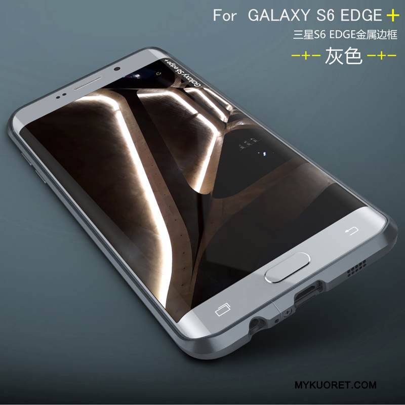 Kuori Samsung Galaxy S6 Edge + Metalli Hopea Kehys, Kotelo Samsung Galaxy S6 Edge + Suojaus Puhelimen Kuoret Takakansi