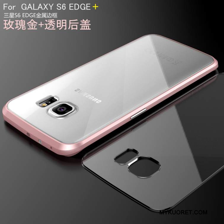 Kuori Samsung Galaxy S6 Edge + Metalli Hopea Kehys, Kotelo Samsung Galaxy S6 Edge + Suojaus Puhelimen Kuoret Takakansi