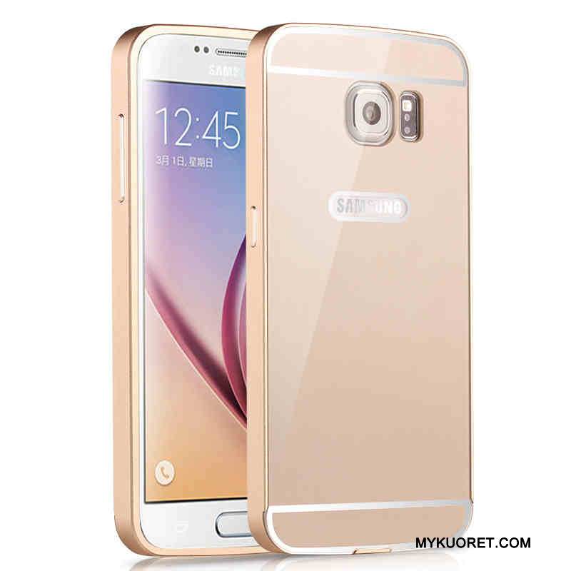 Kuori Samsung Galaxy S6 Edge Metalli Kehys Peili, Kotelo Samsung Galaxy S6 Edge Suojaus Kova Hopea