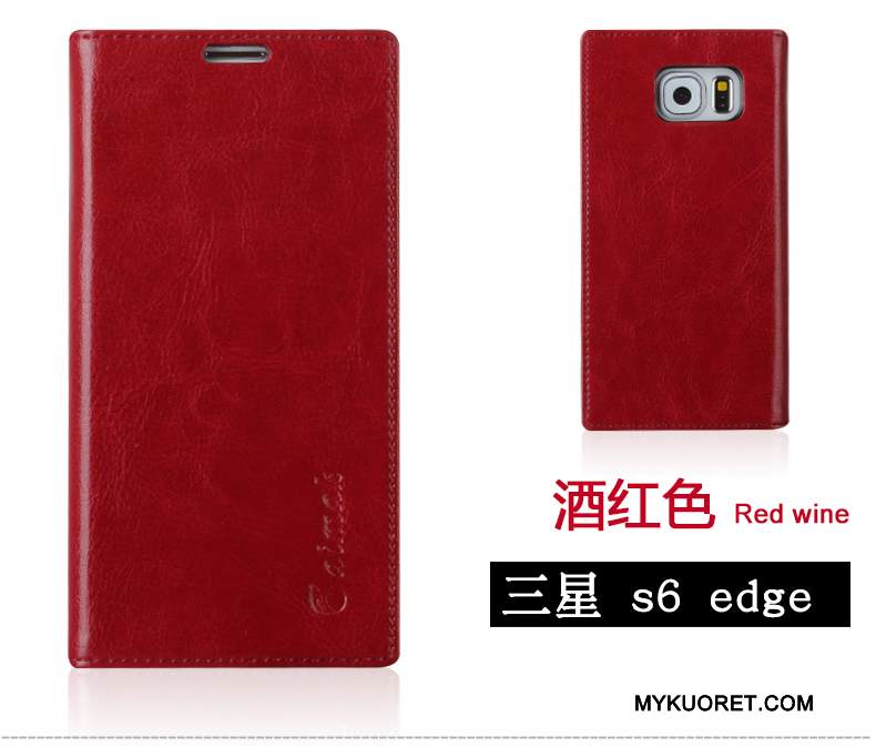 Kuori Samsung Galaxy S6 Edge Nahka Kulta, Kotelo Samsung Galaxy S6 Edge Suojaus