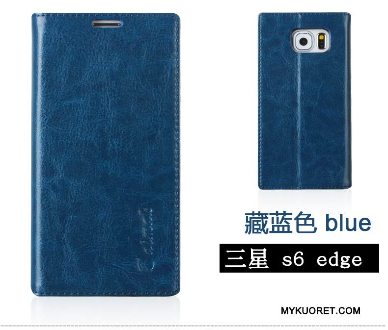 Kuori Samsung Galaxy S6 Edge Nahka Kulta, Kotelo Samsung Galaxy S6 Edge Suojaus