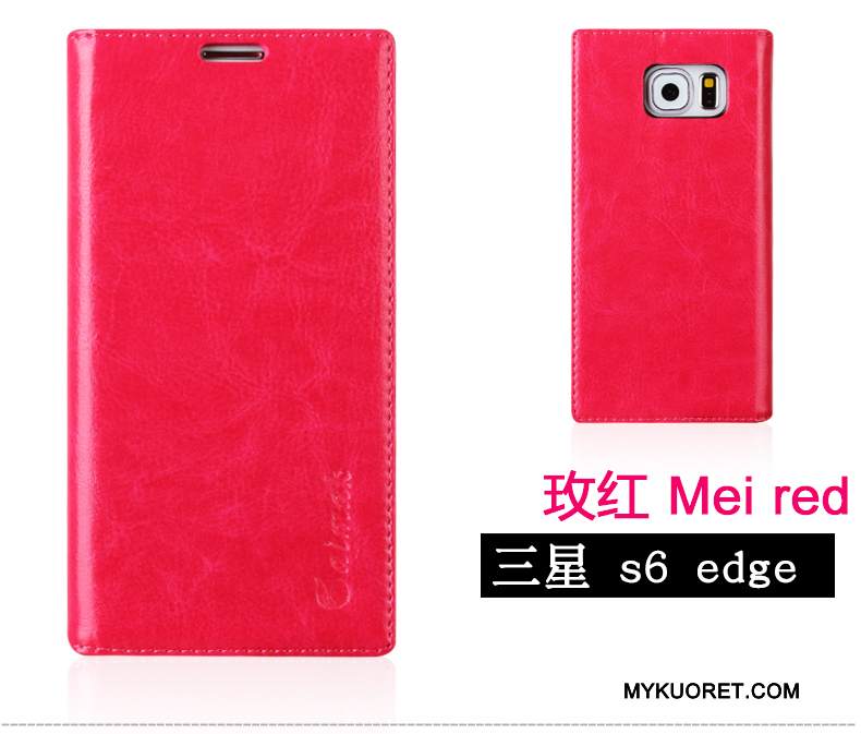 Kuori Samsung Galaxy S6 Edge Nahka Kulta, Kotelo Samsung Galaxy S6 Edge Suojaus