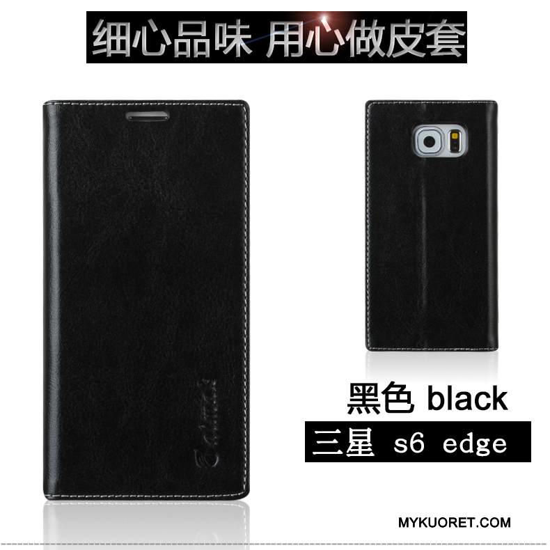 Kuori Samsung Galaxy S6 Edge Nahka Kulta, Kotelo Samsung Galaxy S6 Edge Suojaus