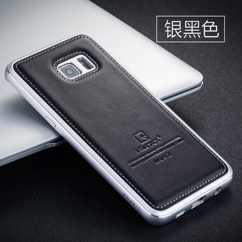 Kuori Samsung Galaxy S6 Edge + Nahka Puhelimen Kuoret, Kotelo Samsung Galaxy S6 Edge + Metalli