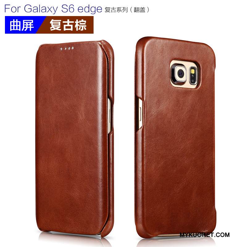 Kuori Samsung Galaxy S6 Edge + Nahka Punainen, Kotelo Samsung Galaxy S6 Edge +