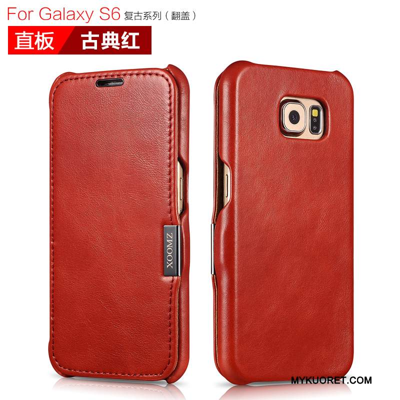 Kuori Samsung Galaxy S6 Edge + Nahka Punainen, Kotelo Samsung Galaxy S6 Edge +