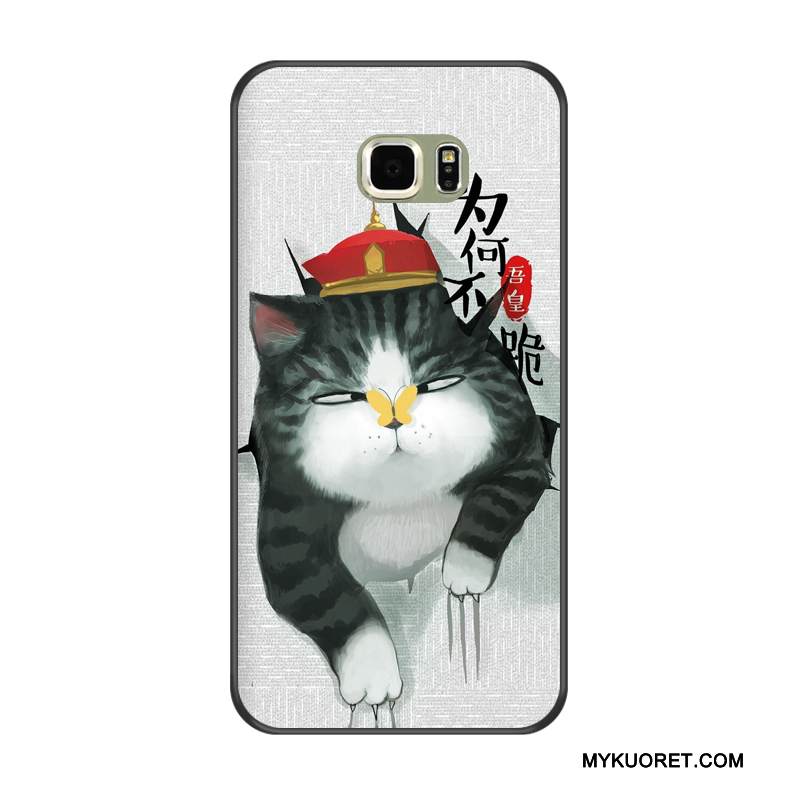 Kuori Samsung Galaxy S6 Edge + Pehmeä Neste Puhelimen Kuoret Keltainen, Kotelo Samsung Galaxy S6 Edge + Silikoni Musta Murtumaton