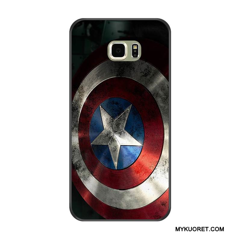 Kuori Samsung Galaxy S6 Edge + Pehmeä Neste Puhelimen Kuoret Keltainen, Kotelo Samsung Galaxy S6 Edge + Silikoni Musta Murtumaton