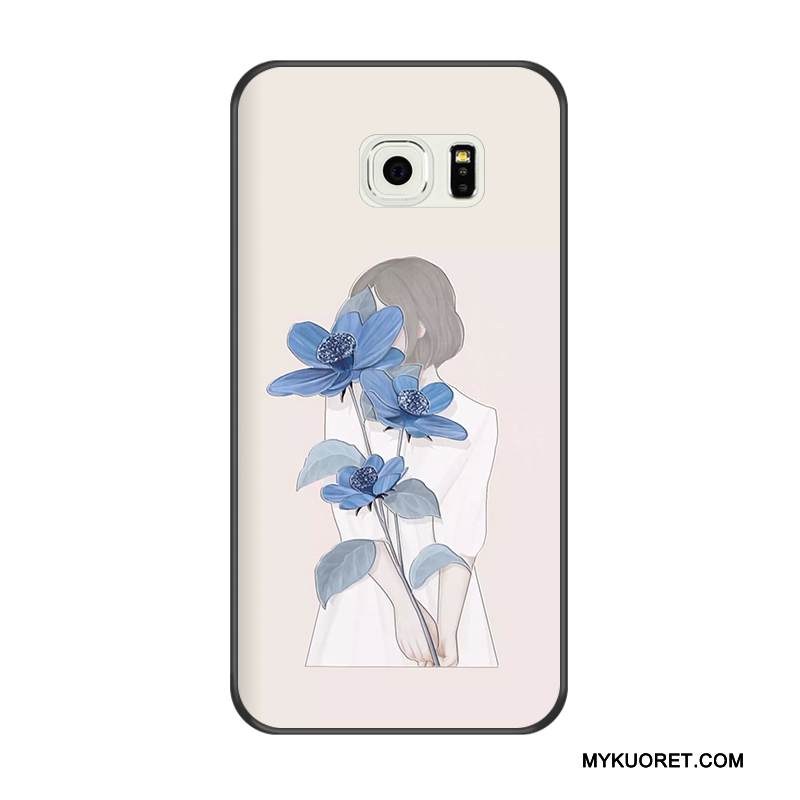 Kuori Samsung Galaxy S6 Edge Pehmeä Neste Puhelimen Kuoret Musta, Kotelo Samsung Galaxy S6 Edge Kohokuviointi Sininen