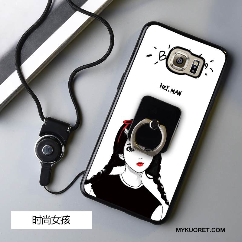 Kuori Samsung Galaxy S6 Edge Sarjakuva Murtumaton Ripustettavat Koristeet, Kotelo Samsung Galaxy S6 Edge Pehmeä Neste Puhelimen Kuoret Musta