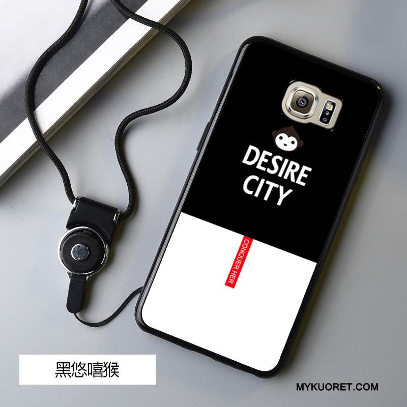 Kuori Samsung Galaxy S6 Edge Sarjakuva Murtumaton Ripustettavat Koristeet, Kotelo Samsung Galaxy S6 Edge Pehmeä Neste Puhelimen Kuoret Musta