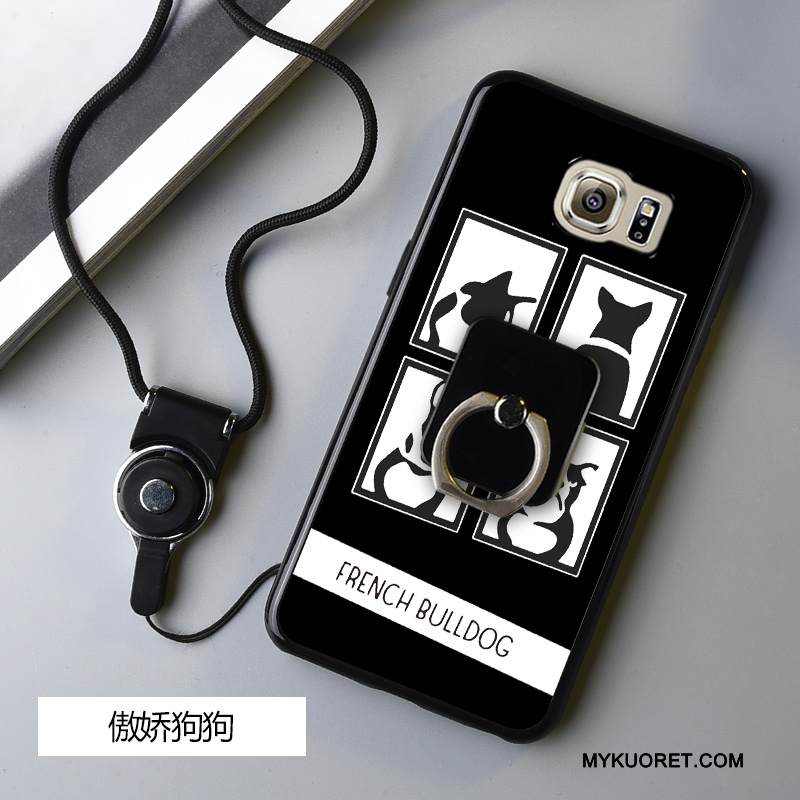 Kuori Samsung Galaxy S6 Edge Sarjakuva Murtumaton Ripustettavat Koristeet, Kotelo Samsung Galaxy S6 Edge Pehmeä Neste Puhelimen Kuoret Musta