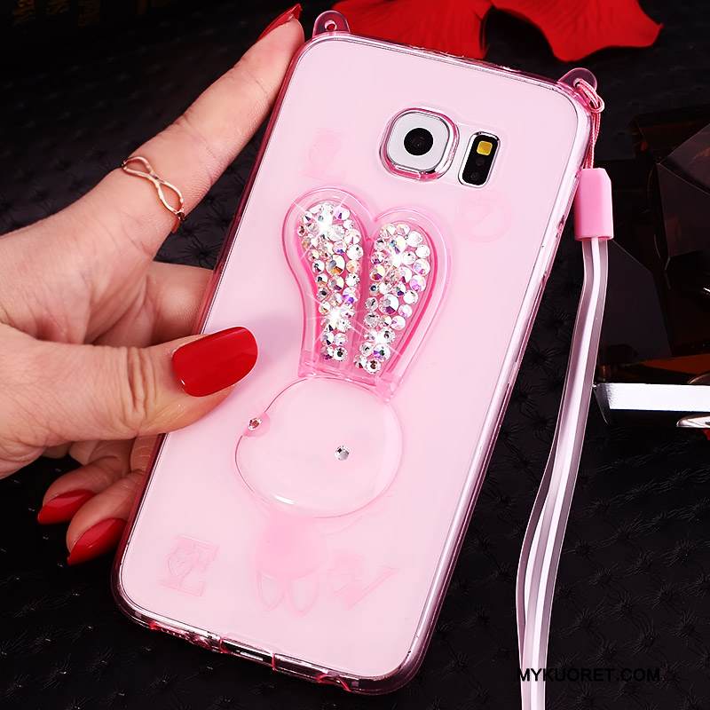 Kuori Samsung Galaxy S6 Edge + Sarjakuva Puhelimen Kuoret Ripustettavat Koristeet, Kotelo Samsung Galaxy S6 Edge + Strassi Violetti