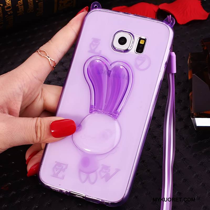 Kuori Samsung Galaxy S6 Edge + Sarjakuva Puhelimen Kuoret Ripustettavat Koristeet, Kotelo Samsung Galaxy S6 Edge + Strassi Violetti