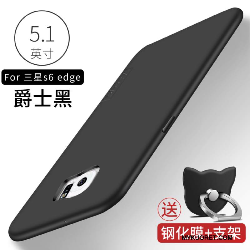 Kuori Samsung Galaxy S6 Edge Silikoni Murtumaton Musta, Kotelo Samsung Galaxy S6 Edge Pehmeä Neste Ohut Ultra