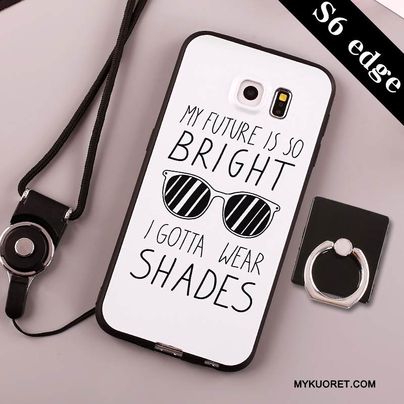 Kuori Samsung Galaxy S6 Edge Silikoni Murtumaton Ripustettavat Koristeet, Kotelo Samsung Galaxy S6 Edge Suojaus Vaalean Puhelimen Kuoret