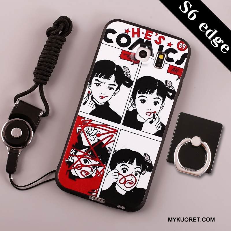 Kuori Samsung Galaxy S6 Edge Silikoni Murtumaton Ripustettavat Koristeet, Kotelo Samsung Galaxy S6 Edge Suojaus Vaalean Puhelimen Kuoret