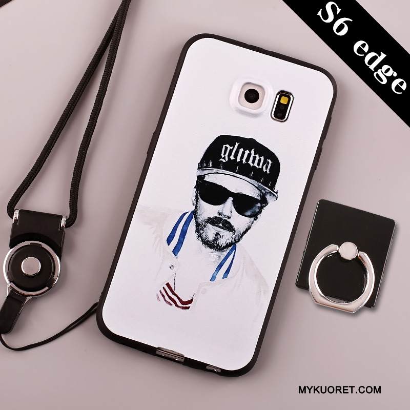 Kuori Samsung Galaxy S6 Edge Silikoni Murtumaton Ripustettavat Koristeet, Kotelo Samsung Galaxy S6 Edge Suojaus Vaalean Puhelimen Kuoret