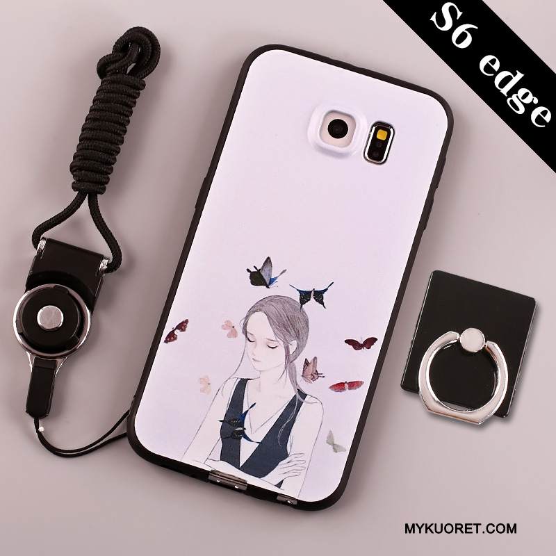 Kuori Samsung Galaxy S6 Edge Silikoni Sininen Trendi, Kotelo Samsung Galaxy S6 Edge Laukut Puhelimen Kuoret Pesty Suede