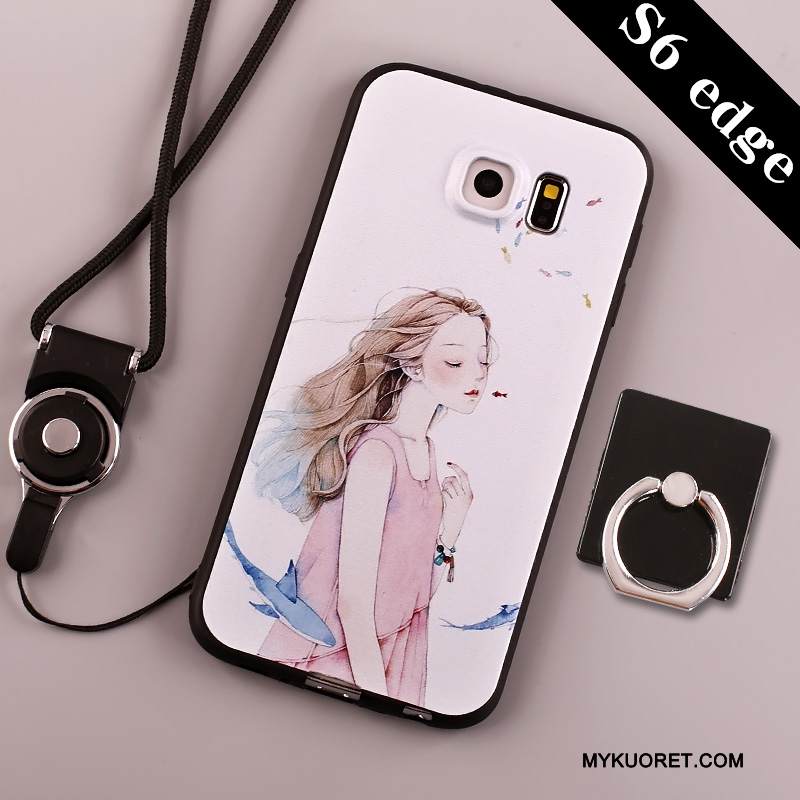 Kuori Samsung Galaxy S6 Edge Silikoni Sininen Trendi, Kotelo Samsung Galaxy S6 Edge Laukut Puhelimen Kuoret Pesty Suede