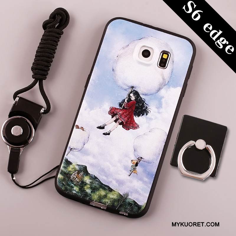 Kuori Samsung Galaxy S6 Edge Silikoni Sininen Trendi, Kotelo Samsung Galaxy S6 Edge Laukut Puhelimen Kuoret Pesty Suede