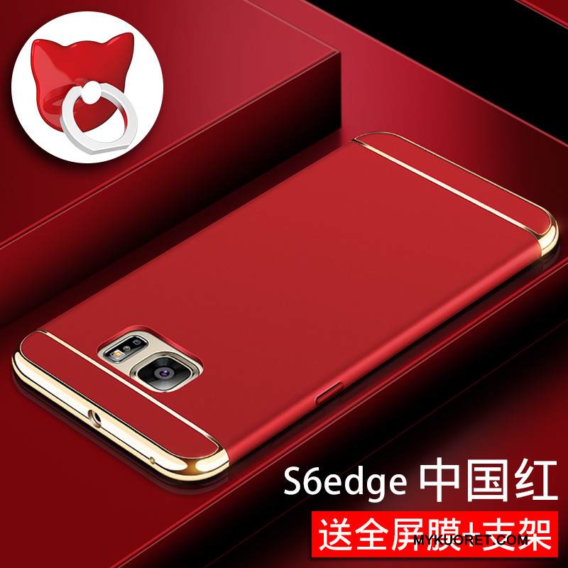 Kuori Samsung Galaxy S6 Edge Suojaus Kova Pesty Suede, Kotelo Samsung Galaxy S6 Edge Puhelimen Kuoret Punainen
