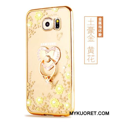 Kuori Samsung Galaxy S6 Edge + Suojaus Kulta Puhelimen Kuoret, Kotelo Samsung Galaxy S6 Edge + Pehmeä Neste Rengas
