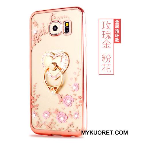 Kuori Samsung Galaxy S6 Edge + Suojaus Kulta Puhelimen Kuoret, Kotelo Samsung Galaxy S6 Edge + Pehmeä Neste Rengas