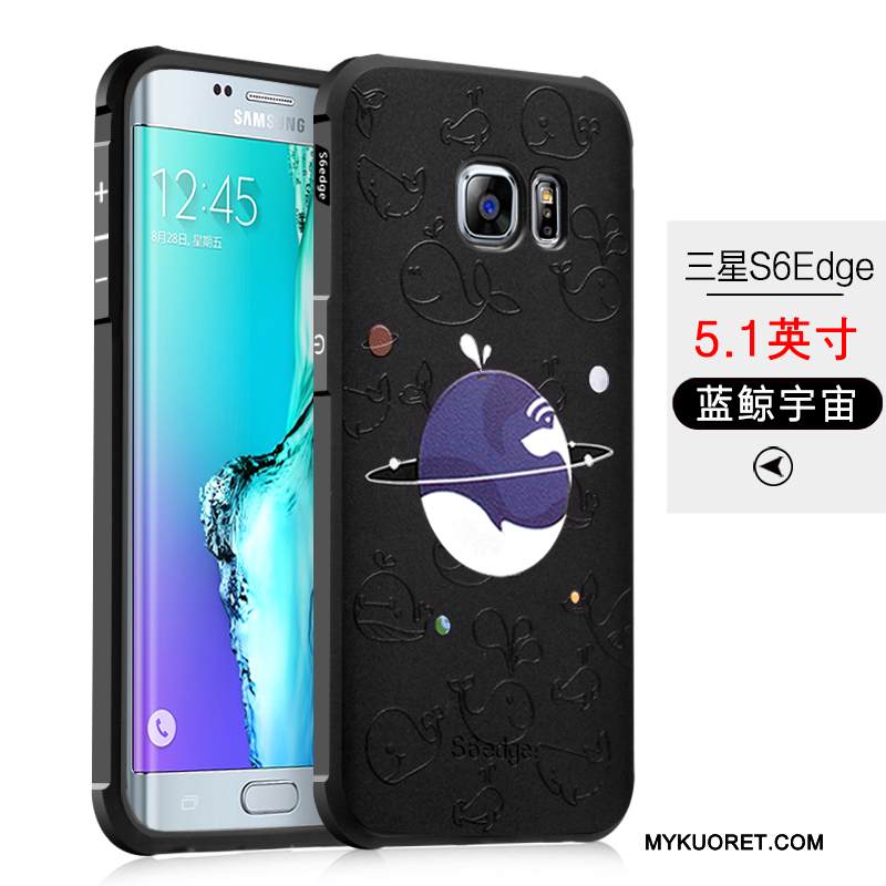 Kuori Samsung Galaxy S6 Edge Suojaus Musta Puhelimen Kuoret, Kotelo Samsung Galaxy S6 Edge Pehmeä Neste Murtumaton