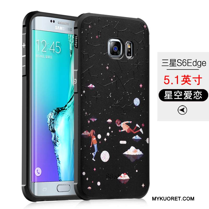 Kuori Samsung Galaxy S6 Edge Suojaus Musta Puhelimen Kuoret, Kotelo Samsung Galaxy S6 Edge Pehmeä Neste Murtumaton