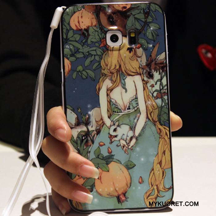 Kuori Samsung Galaxy S6 Edge + Suojaus Puhelimen Kuoret Ripustettavat Koristeet, Kotelo Samsung Galaxy S6 Edge + Pehmeä Neste Murtumaton