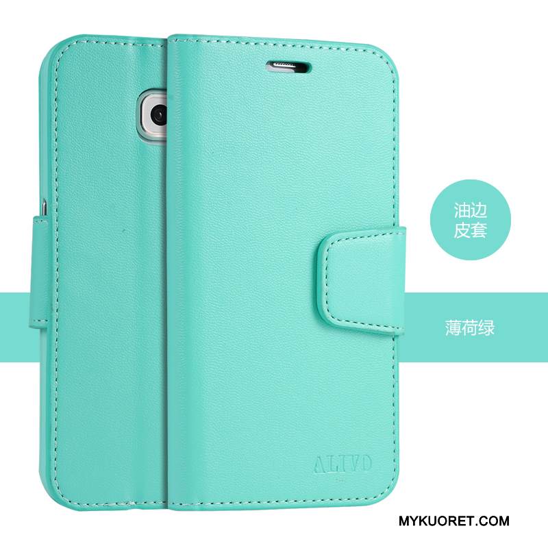 Kuori Samsung Galaxy S6 Kuoret Vihreä, Kotelo Samsung Galaxy S6 Nahka