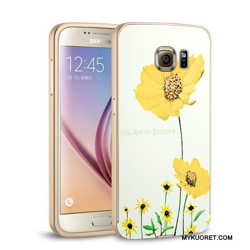 Kuori Samsung Galaxy S6 Metalli Puhelimen Kuoret Takakansi, Kotelo Samsung Galaxy S6 Kehys Keltainen