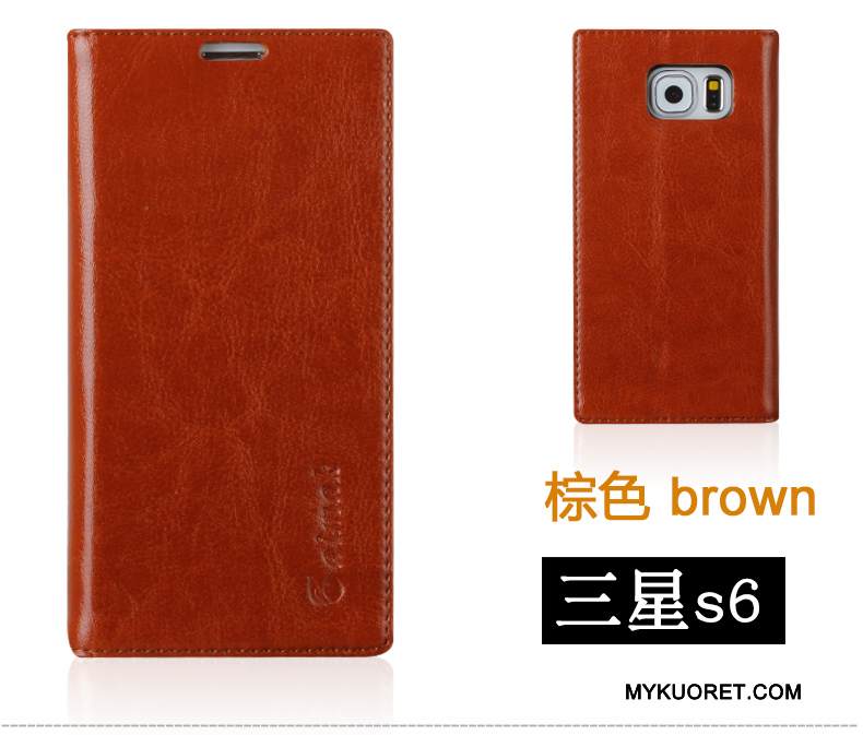 Kuori Samsung Galaxy S6 Nahka Kulta, Kotelo Samsung Galaxy S6 Suojaus