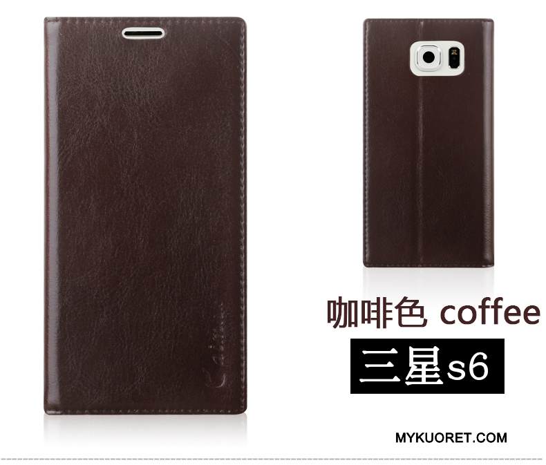 Kuori Samsung Galaxy S6 Nahka Kulta, Kotelo Samsung Galaxy S6 Suojaus