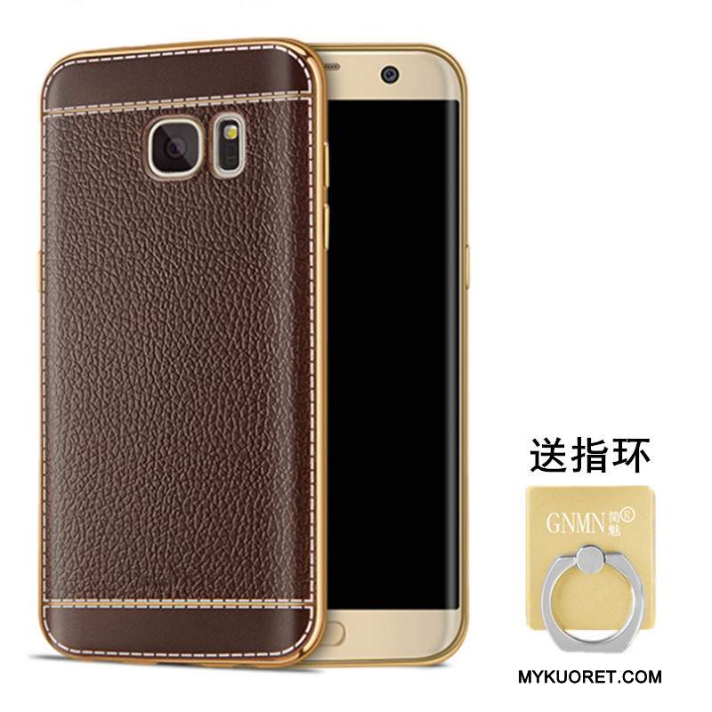 Kuori Samsung Galaxy S6 Pehmeä Neste Kukkakuvio Musta, Kotelo Samsung Galaxy S6 Nahka