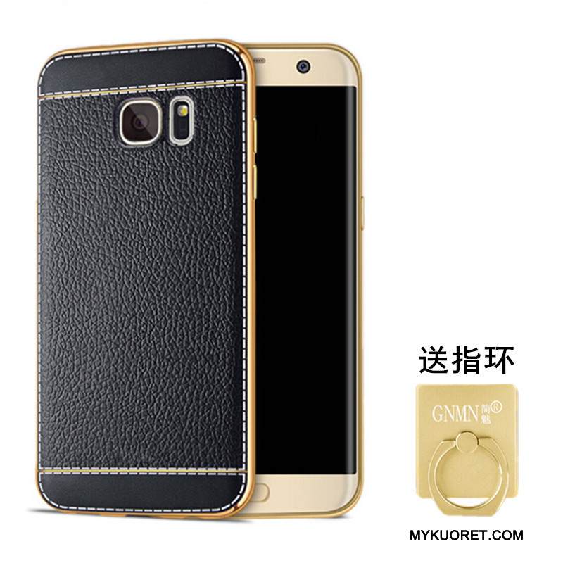 Kuori Samsung Galaxy S6 Pehmeä Neste Kukkakuvio Musta, Kotelo Samsung Galaxy S6 Nahka