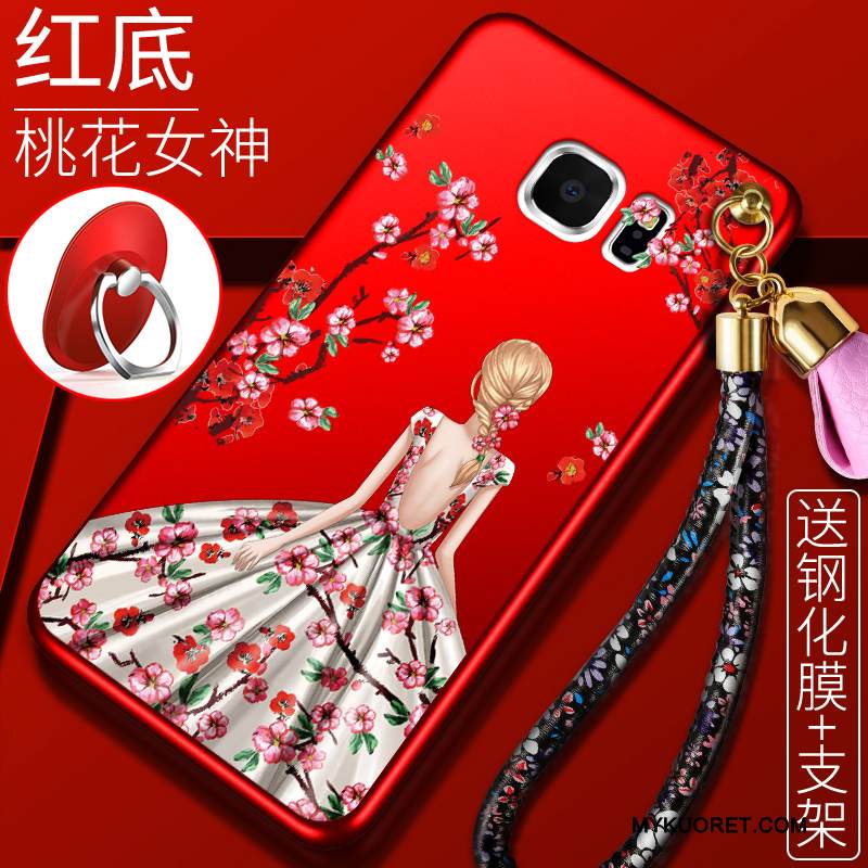 Kuori Samsung Galaxy S6 Pehmeä Neste Trendi Punainen, Kotelo Samsung Galaxy S6 Suojaus Persoonallisuus Puhelimen Kuoret