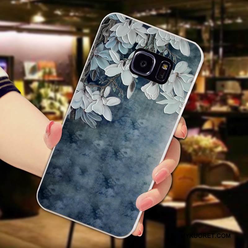 Kuori Samsung Galaxy S7 Edge Kohokuviointi Kustannukset Kukka, Kotelo Samsung Galaxy S7 Edge Silikoni Vihreä Puhelimen Kuoret