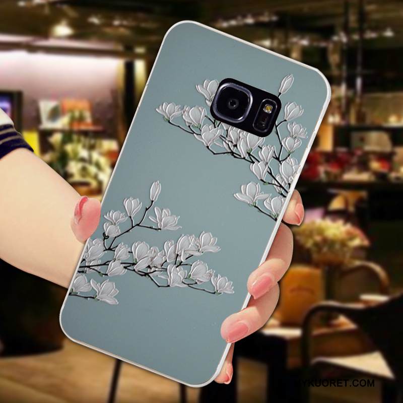 Kuori Samsung Galaxy S7 Edge Kohokuviointi Kustannukset Kukka, Kotelo Samsung Galaxy S7 Edge Silikoni Vihreä Puhelimen Kuoret